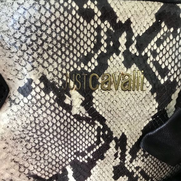 Just Cavalli Snakeskin Embossed Brown Satchel NWT - Picture 5 of 8